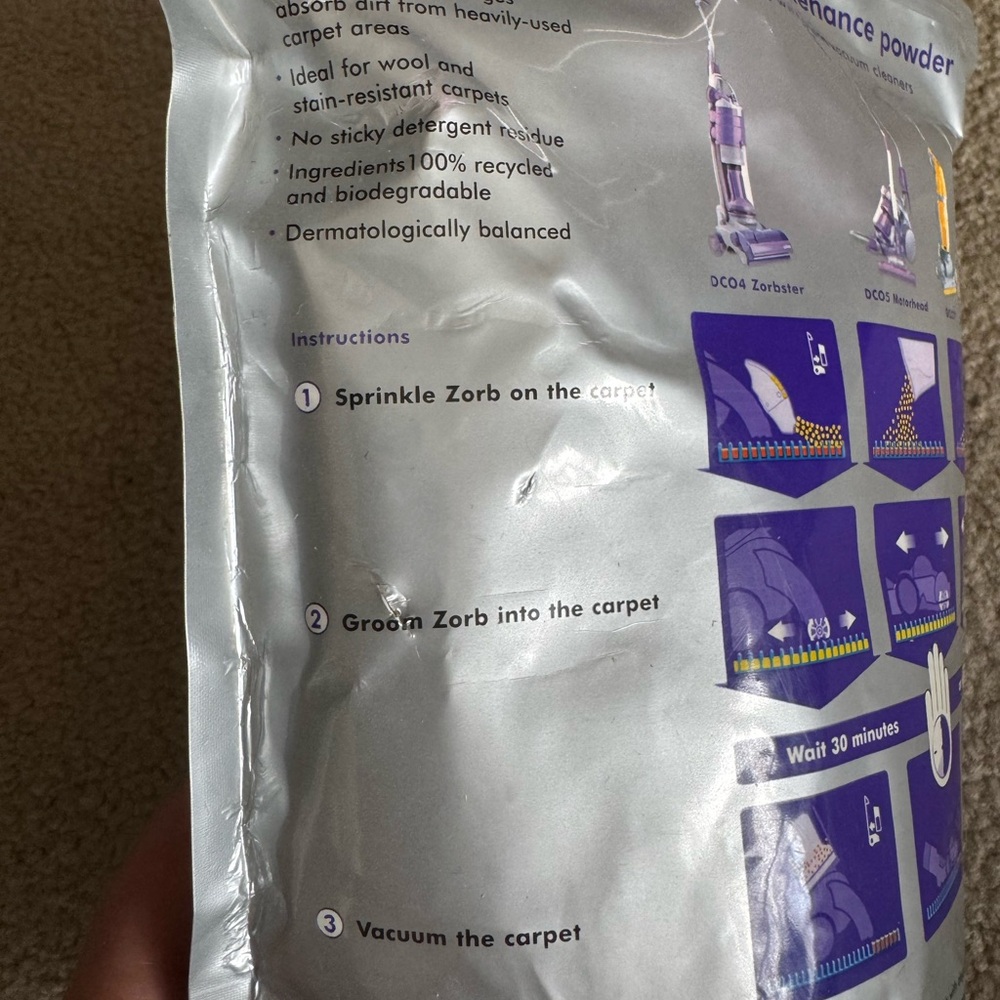 Dyson Zorb Carpet Maintenance Powder 26.5 oz 750g BRAND NEW SEALED - Picture 8 of 9